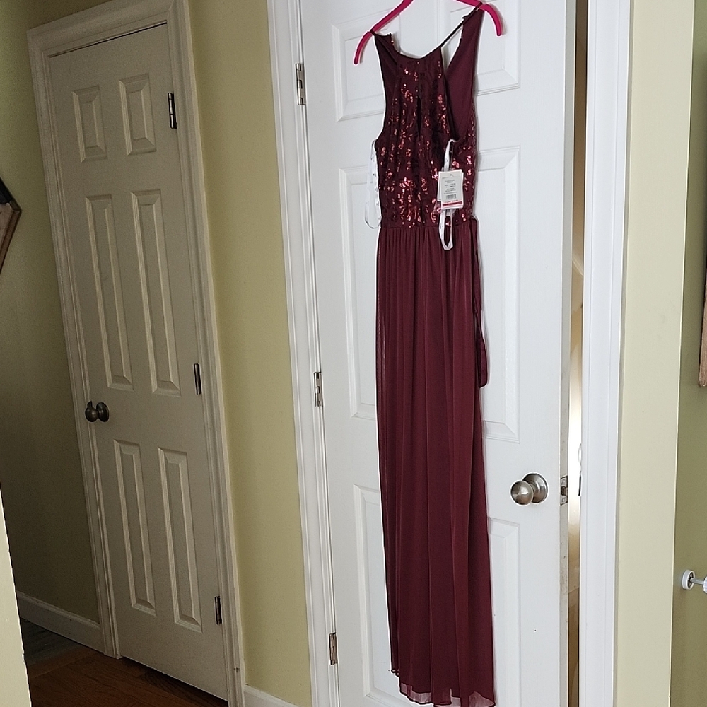 David's Bridal Burgundy Maxi Dress - Picture 2 of 11